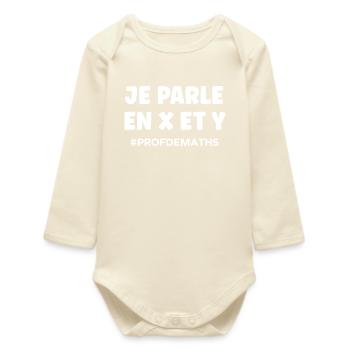 Je parle en x et y Prof de maths - Body bébé manches longues biologique - écru doux - Devant