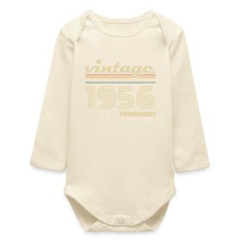 Vintage 1956 Jahrgang Retro Geburtstagsgeschenk - Baby Organic Langarmbody - Natur - Vorne