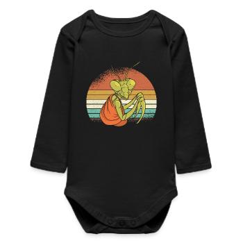 Mantis in retro sunset - Baby Organic Long-Sleeved Bodysuit - black - Front
