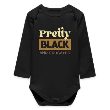 Pretty Black & Educated Tee - Baby Organic Langarmbody - Schwarz - Vorne