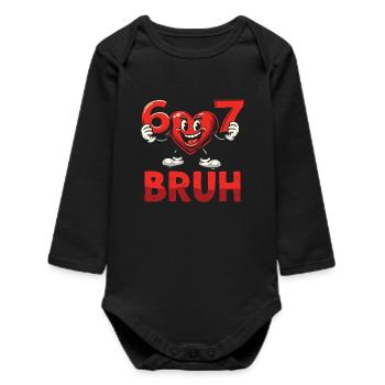 Herz 67 Bruh Cartoon Design - Baby Organic Langarmbody - Schwarz - Vorne