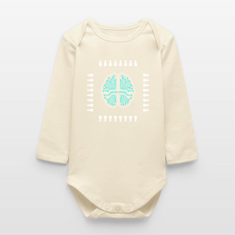 AI Brain Chip Processor Tech Vector Baby Organic Long-Sleeved Bodysuit