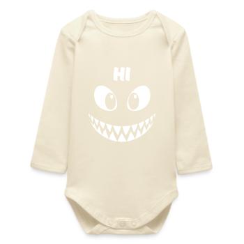 Hai | Big Face Kostüm Karneval Verkleidung - Baby Organic Langarmbody - Natur - Vorne
