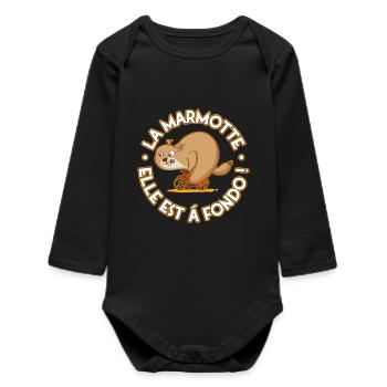 Groundhog cycling at full throttle - Baby Organic Long-Sleeved Bodysuit - black - Front
