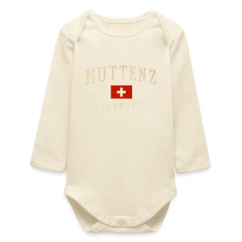 Muttenz Switzerland Vintage Emblem - Baby Organic Long-Sleeved Bodysuit - soft Ecru - Front