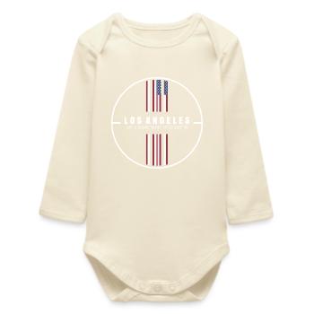 Los Angeles Coordinates - Baby Organic Long-Sleeved Bodysuit - soft Ecru - Front