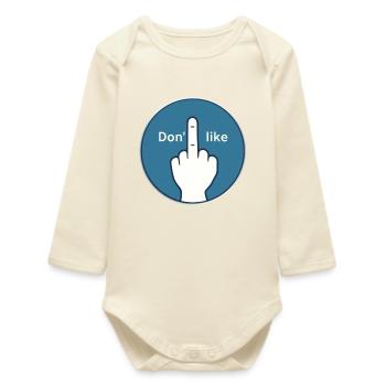 No Thanks Middle Finger Design - Baby Organic Long-Sleeved Bodysuit - soft Ecru - Front