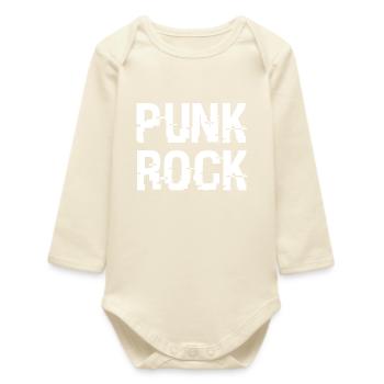Punk Rock Distressed Typography - Baby Organic Long-Sleeved Bodysuit - soft Ecru - Front