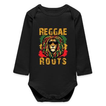 Lion Reggae Roots Rasta Vibe - Baby Organic Long-Sleeved Bodysuit - black - Front