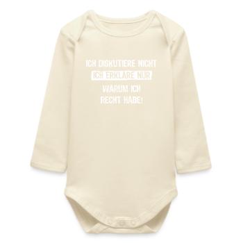 Je ne discute pas, j’explique juste pourquoi je - Body bébé manches longues biologique - écru doux - Devant