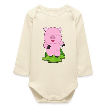 Cochon Jogger Jogging Sport - Body bébé manches longues biologique - écru doux - Devant