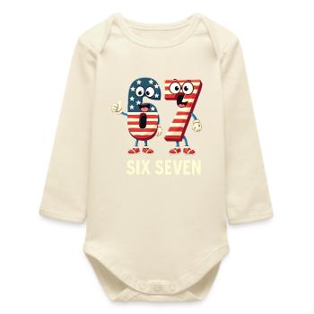 US Flag 67 Memes Six Seven - Body bébé manches longues biologique - écru doux - Devant