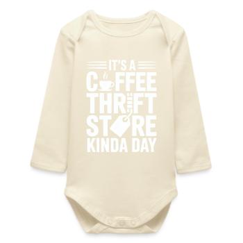 Coffee Thrift Store Kindaday Day - Baby Organic Long-Sleeved Bodysuit - soft Ecru - Front