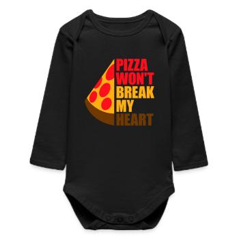 Pizza Won't Break My Heart Essen Liebe Humor - Baby Organic Langarmbody - Schwarz - Vorne