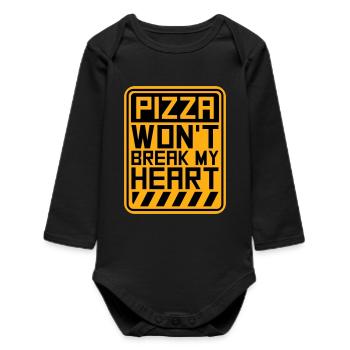 La pizza ne me brisera pas le cœur La nourriture aime l’humour - Body bébé manches longues biologique - noir - Devant