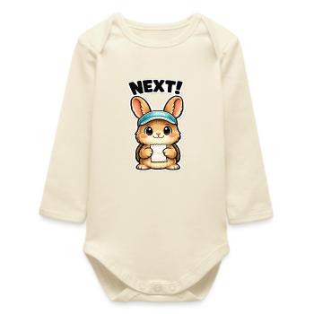Next Bunny Note Sticker - Baby Organic Long-Sleeved Bodysuit - soft Ecru - Front