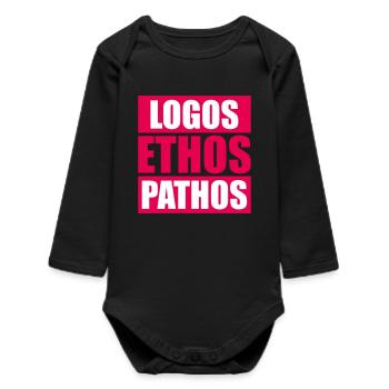 Logos Ethos Pathos Rhétorique Étudiant en Philosophie - Body bébé manches longues biologique - noir - Devant