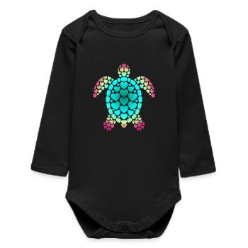 Valentinstag Taucher Schildkröte - Baby Organic Langarmbody - Schwarz - Vorne