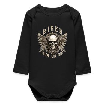 biker - Baby Organic Long-Sleeved Bodysuit - black - Front