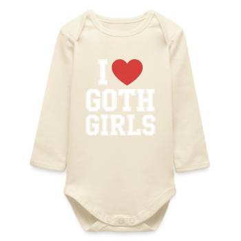 I Heart Goth Girls - Baby Organic Long-Sleeved Bodysuit - soft Ecru - Front