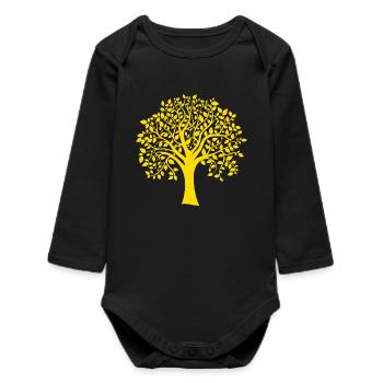 Silhouette d’arbre jumbo orange - Body bébé manches longues biologique - noir - Devant