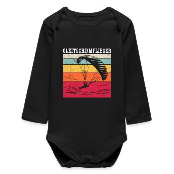 Paraglider GLEITSCHIRMFLIEGER LUSTIG - Baby Organic Long-Sleeved Bodysuit - black - Front
