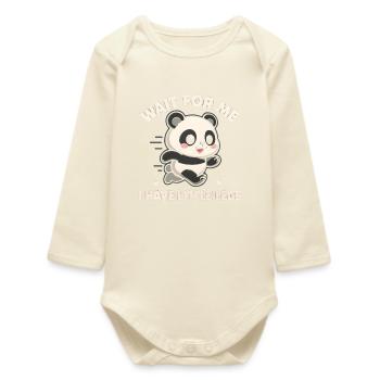 Panda Spruch Humor Meme Lustig Witzig Geschenkidee - Baby Organic Langarmbody - Natur - Vorne