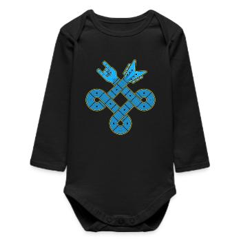 Emblème du nœud de guitare bleu néon - Body bébé manches longues biologique - noir - Devant