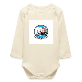 PolarJustice Cartoon - Baby Organic Long-Sleeved Bodysuit - soft Ecru - Front