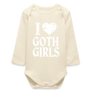 I Heart Goth Girls - Baby Organic Long-Sleeved Bodysuit - soft Ecru - Front