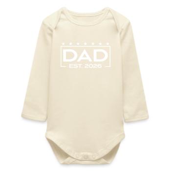 Papa 2026 Loading – Est. 2026 Design für Väter - Baby Organic Langarmbody - Natur - Vorne