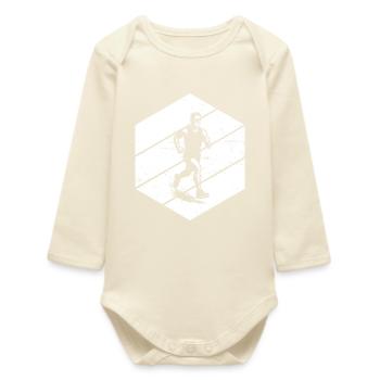 Puristisches Running Thema - Baby Organic Langarmbody - Natur - Vorne