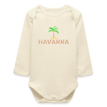 Cadeau pour La Havane - Body bébé manches longues biologique - écru doux - Devant
