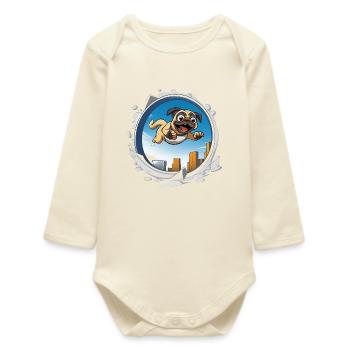 Pug Sprinter im Stadtlauf - Baby Organic Langarmbody - Natur - Vorne