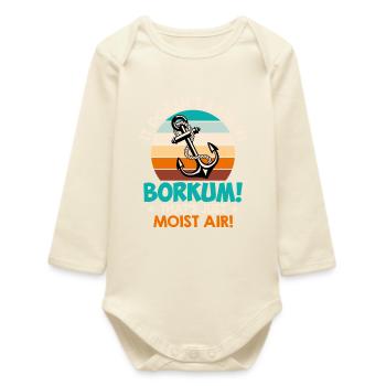 Mer du Nord NE PLEUT PAS À BORKUM L’AIR HUMIDE - Body bébé manches longues biologique - écru doux - Devant