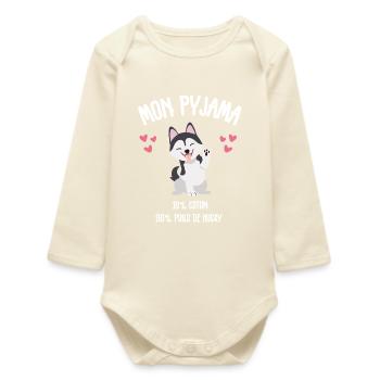 Husky Hair Pyjamas Humor - Baby Organic Langarmbody - Natur - Vorne