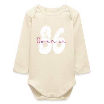 Born in 86 Neon Retro - Baby Organic Langarmbody - Natur - Vorne