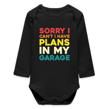Désolé, je ne peux pas avoir de plans dans mon garage - Body bébé manches longues biologique - noir - Devant