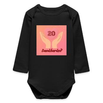 Zwanzig Jahre Dankbarkeit Herz - Baby Organic Langarmbody - Schwarz - Vorne