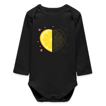 Lemon Heart – Missing My Other Half - Baby Organic Long-Sleeved Bodysuit - black - Front