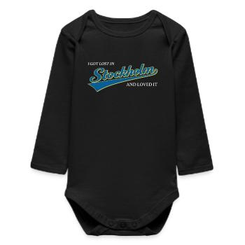 Je me suis perdu à Stockholm et j’ai adoré, la ville suédoise - Body bébé manches longues biologique - noir - Devant