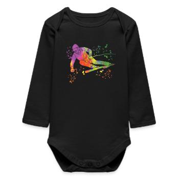 Ski alpin Sports d’hiver Ski nordique - Body bébé manches longues biologique - noir - Devant