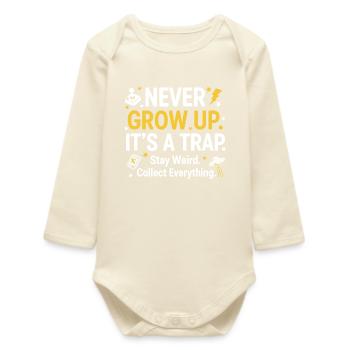 Grow Up Kidult Retro Collector - Baby Organic Long-Sleeved Bodysuit - soft Ecru - Front