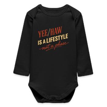 Pronom drôle Yee Haw T-shirt Humour de cowboy - Body bébé manches longues biologique - noir - Devant