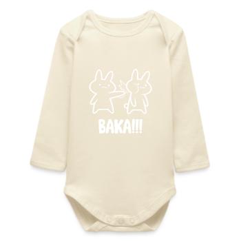 Baka Rabbit Slap Anime Funny Japanese Otaku - Baby Organic Long-Sleeved Bodysuit - soft Ecru - Front