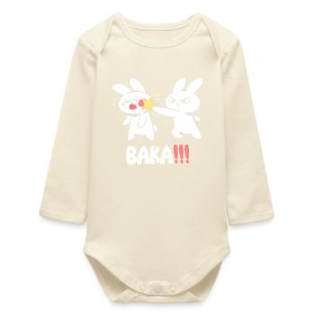 Baka Rabbit Slap Anime Funny Japanese Otaku - Baby Organic Long-Sleeved Bodysuit - soft Ecru - Front