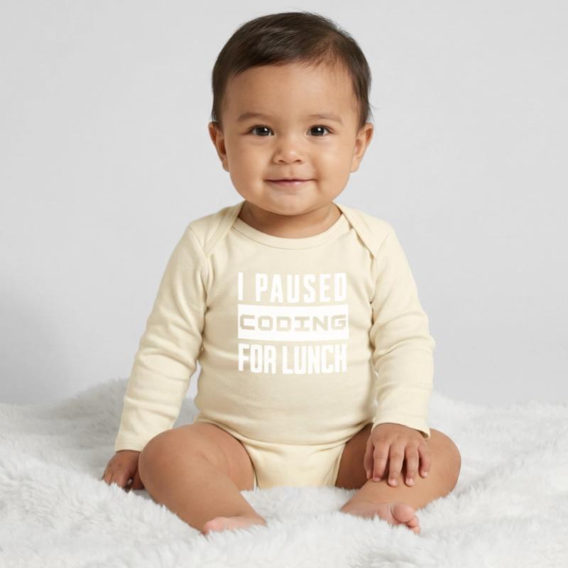 Nerd Coding , I Paused Coding for Lunch Baby Organic Long-Sleeved Bodysuit