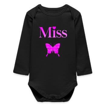 Miss Papillon Fushia - Baby Organic Long-Sleeved Bodysuit - black - Front