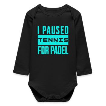 Tennis & Padel Hoodie, für echte Racket Fans - Baby Organic Langarmbody - Schwarz - Vorne