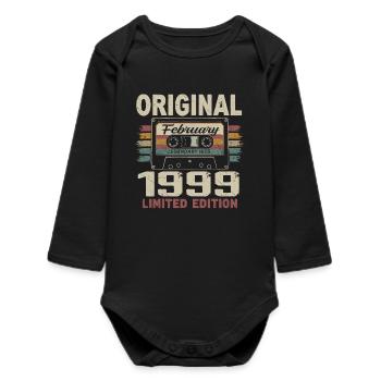 Februar 1999, Geburtstagsgeschenk Februar 1999 - Baby Organic Langarmbody - Schwarz - Vorne